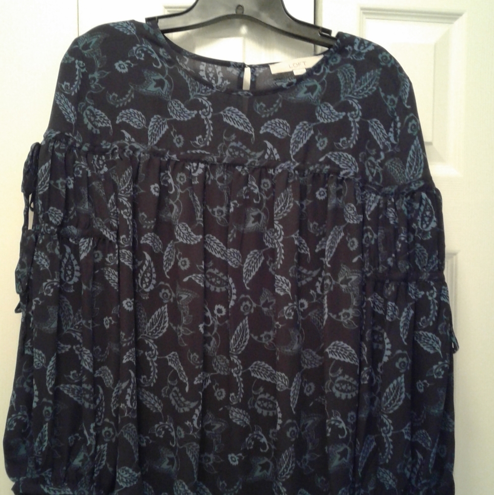 Loft Print Peasant Boho Top